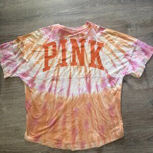 Victorias secret pink orange logo tie dye tee shirt XL